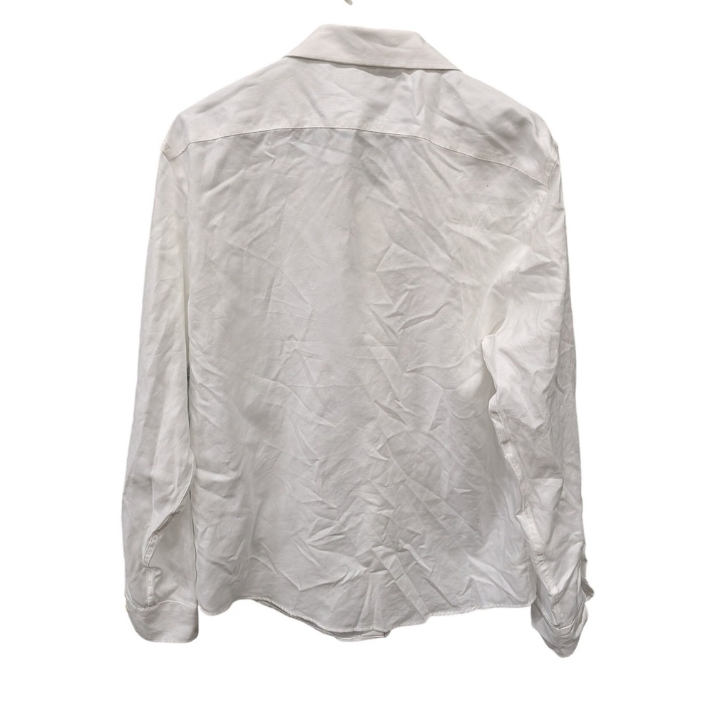 Banana Republic Men's White Untucked Fit Non-Iron Textured Cotton Shirt- L - Picture 3 of 7